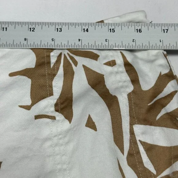 Talbots A-Line Skirt Tan Tropical Palm Leaf Print Size 12P - Picture 6 of 8